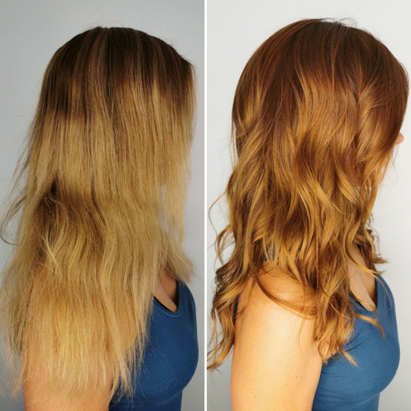 Beispiel für eine Coloration, Schnitt und Hairstyling, langes Haar, vom Salon Mandy Zemann, Lörrach